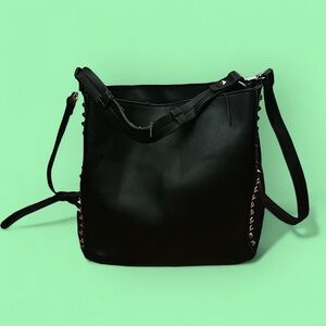 Black shoulder bag with silver studs